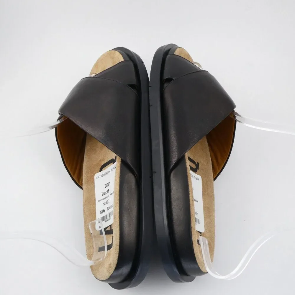 LABUCQ Mo Slide Black Nappa Cross Sandals Women's Sz US:7.5 - EU:38 Retail $350